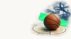 Editorial illustration of a basketball and hoop on a textured paper background