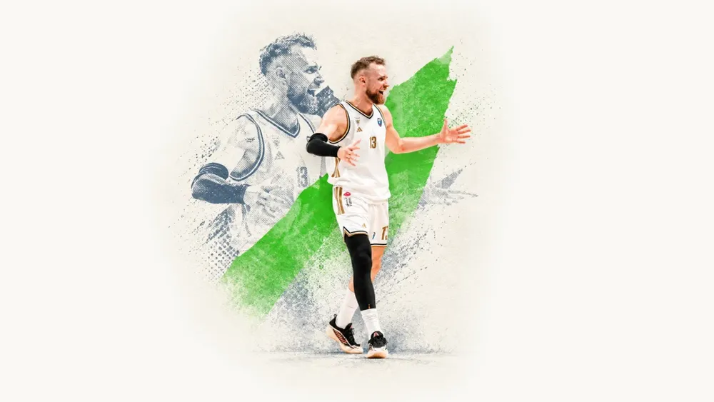 Editorial collage of a Dubai Basketball player celebrating