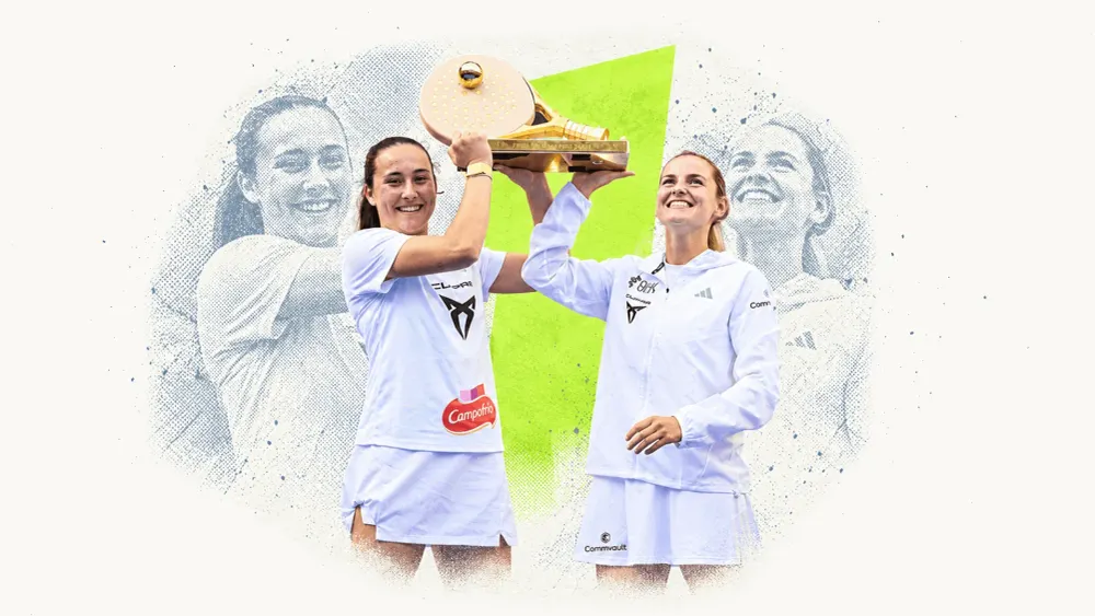 Ari Sanchez and Andrea Ustero with their Paris trophy in an editorial collage
