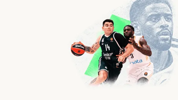 Editorial collage of Dwayne Bacon defending Gabriel Deck during the Dubai victory over Real Madrid on 24 September 2026