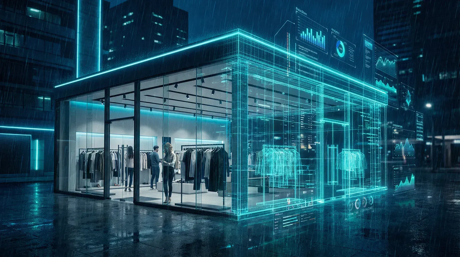 Digital twin concept showing interconnected virtual and physical systems.