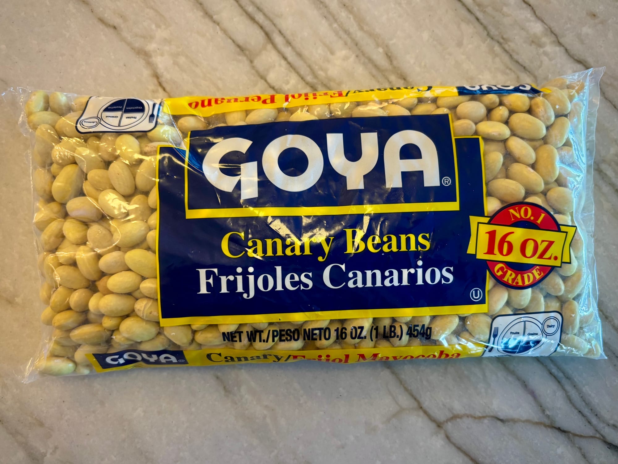 A bag of mayocobas, a.k.a. canary beans