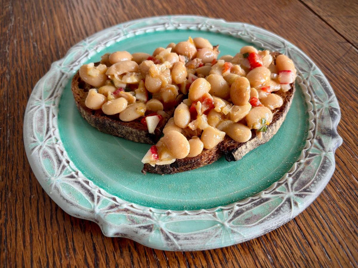 Bean salad on toast