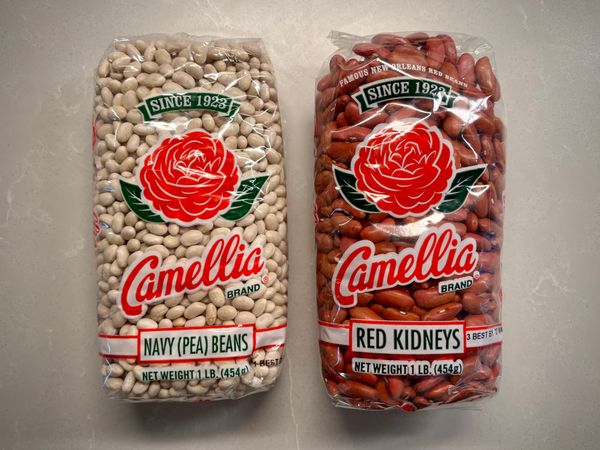 Two bags of Camellia brand beans