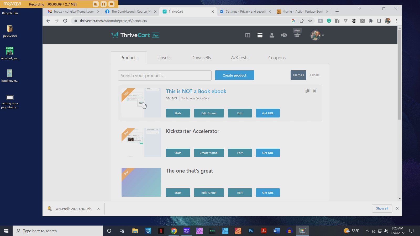 Setting up funnel upsells and downsells in Thrivecart