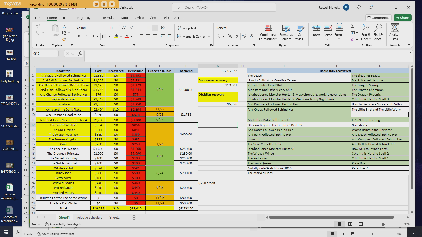 Breakeven Excel worksheet