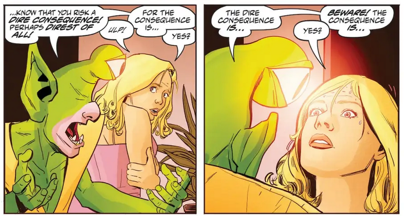 A detail from Metamorpho #5, showing Thunder doing an old Mad Magazine routine.