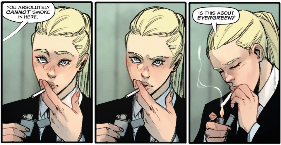 Cameron Chase lights up in a detail from ABSOLUTE GL #6.