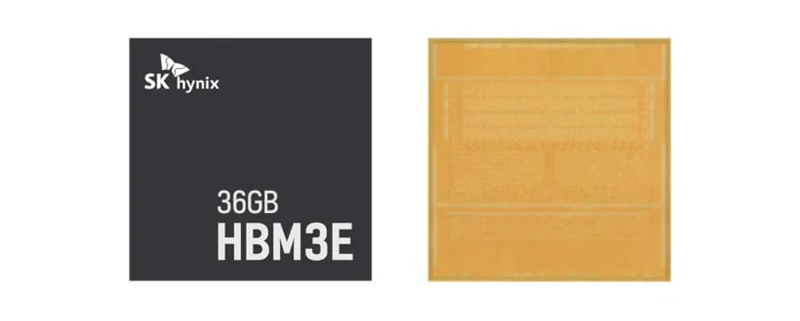 SK하이닉스 36GB 12단 HBM3E 고대역폭메모리 제품 앞면과 뒷면