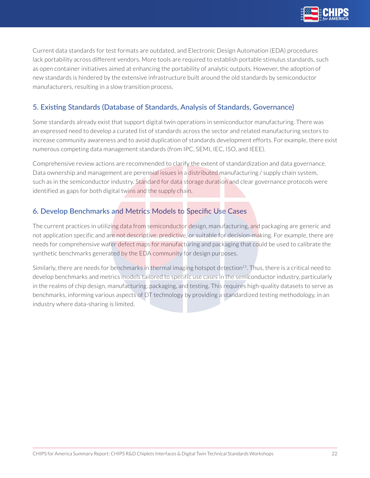 NIST report page on standards governance and use-case-specific benchmarks