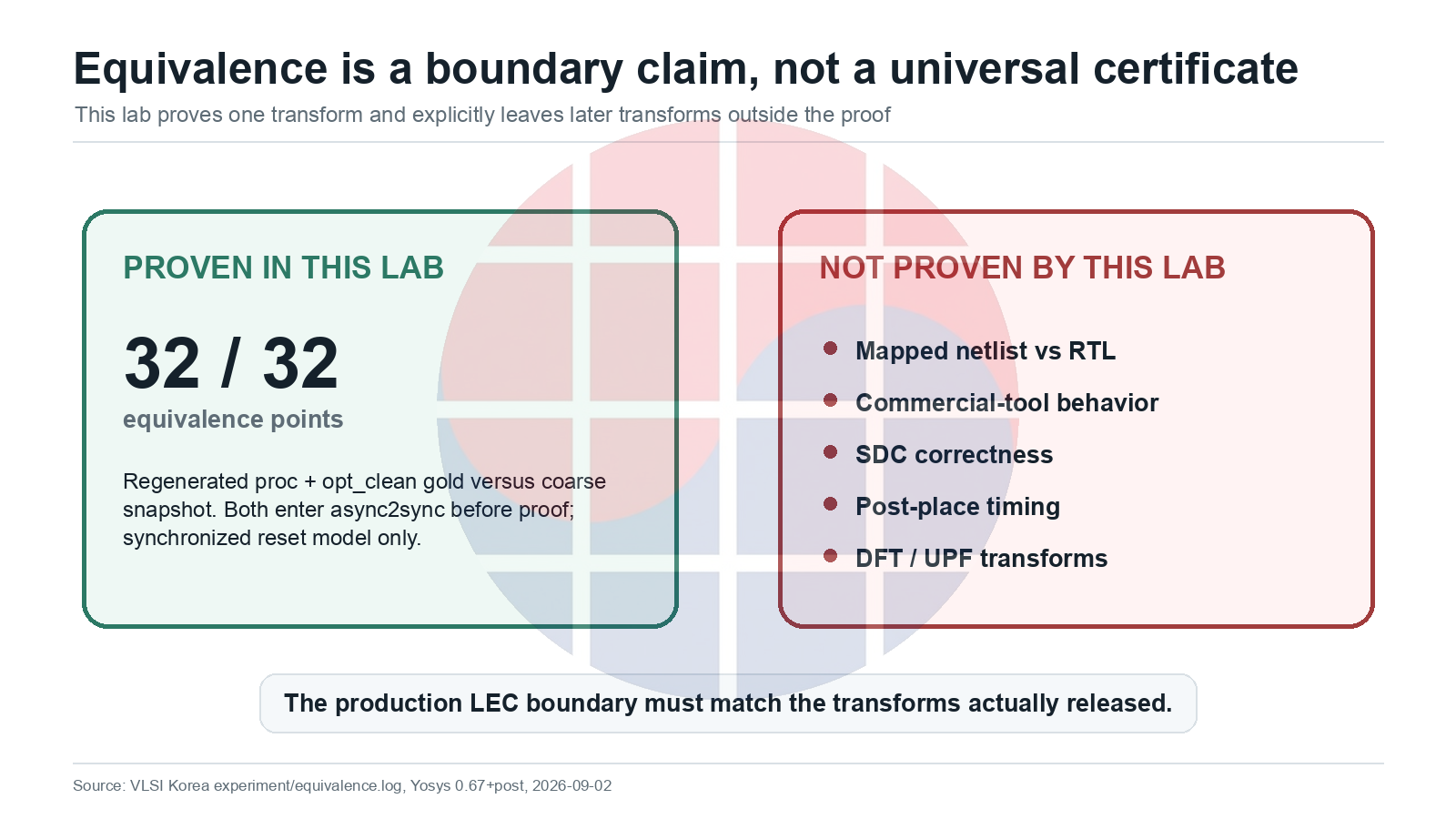 Diagram marking the process-lowered to coarse-optimized boundary proven in this experiment