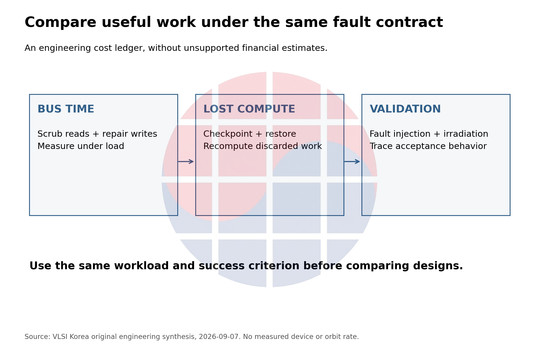 Bus time, lost computation and validation effort form a common comparison basis.