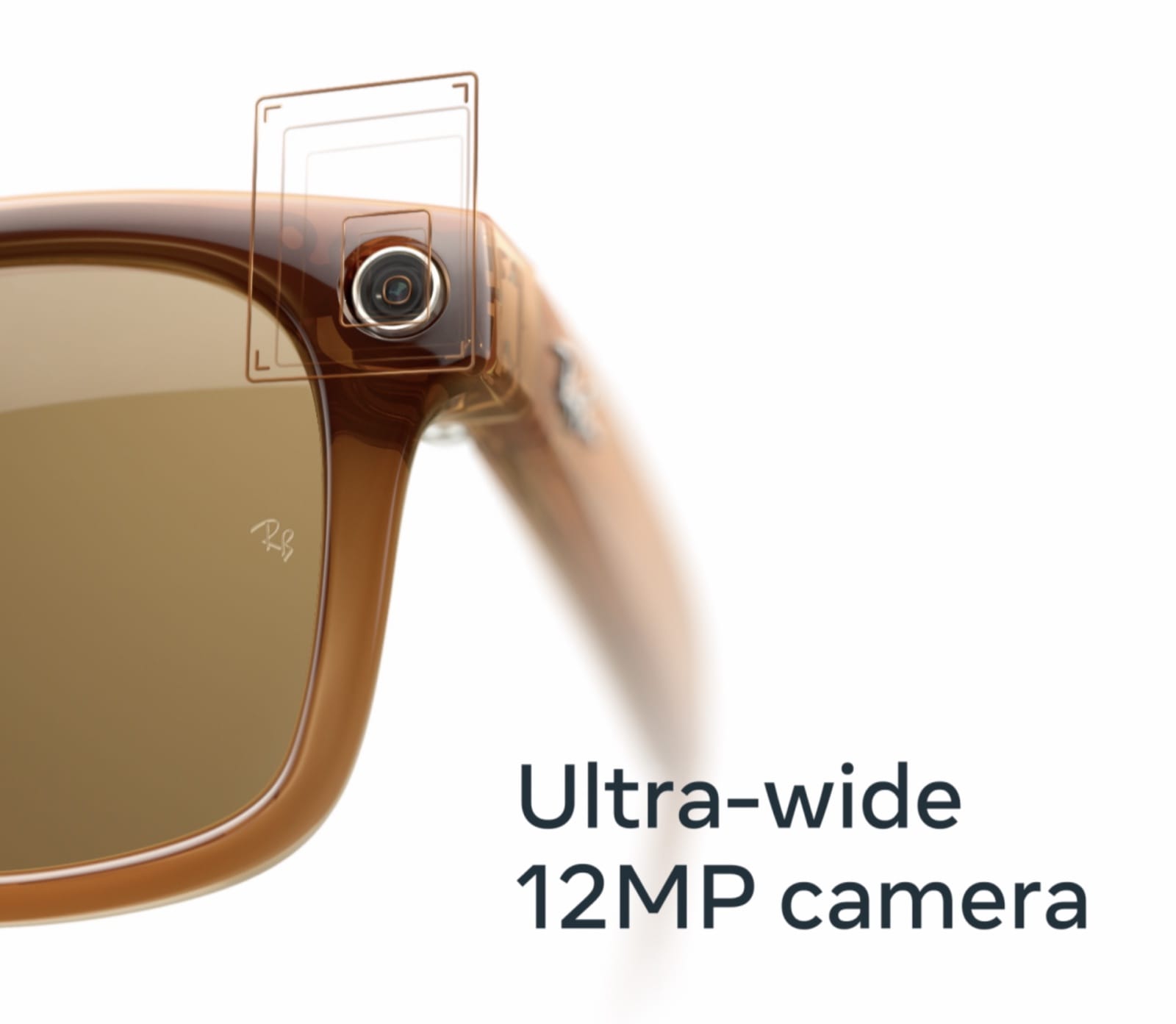 Ray-Ban Meta, 2023: the camera at the frame corner. Official product illustration: Meta.