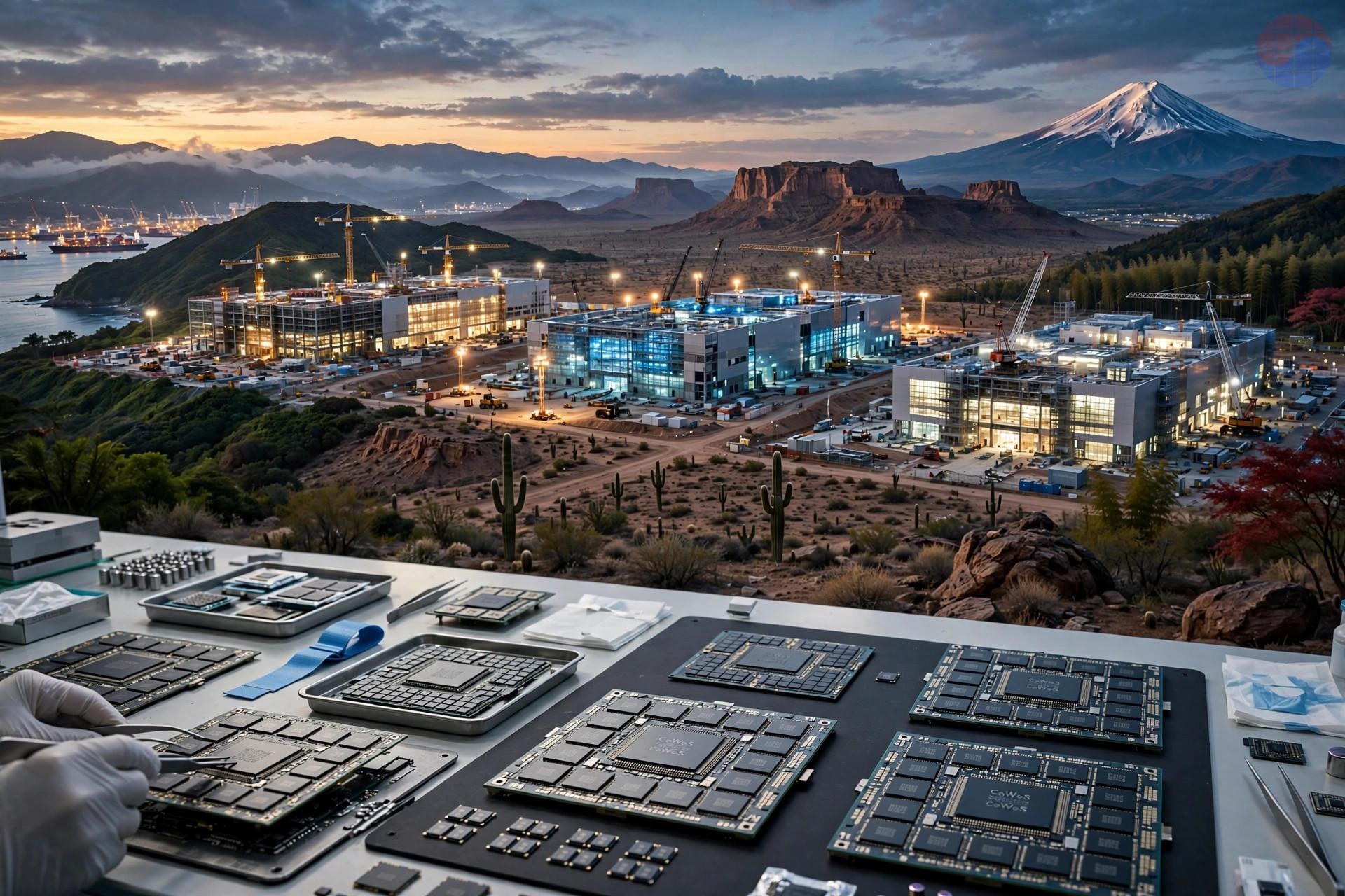 Expansión de fábricas en Taiwán, Arizona y Japón con empaquetado CoWoS en primer plano: TSMC tiene unas 20 fábricas en construcción. Source: TSMC Q3 2026 earnings call (Oct 15, 2026)