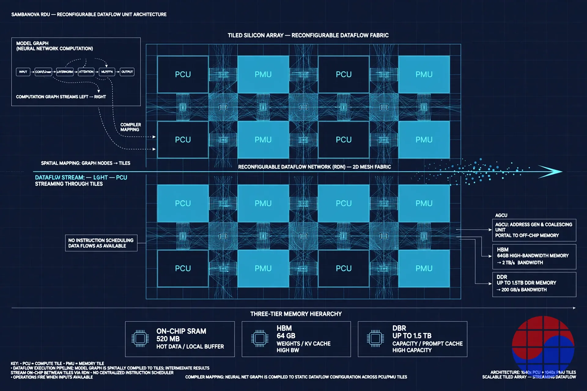 SambaNova RDU dataflow architecture diagram
