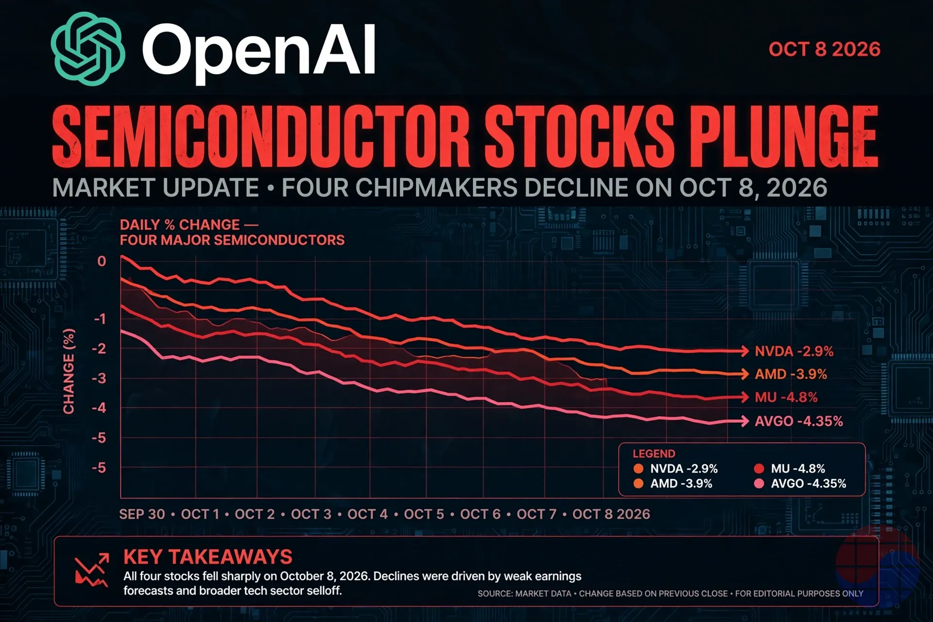 Semiconductor stock selloff chart infographic