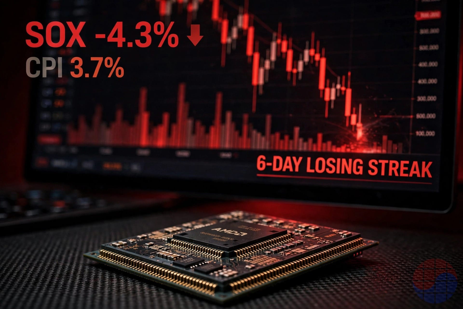 SOX plunges 4.3% — sixth straight decline as hot CPI lifts rate-hike odds