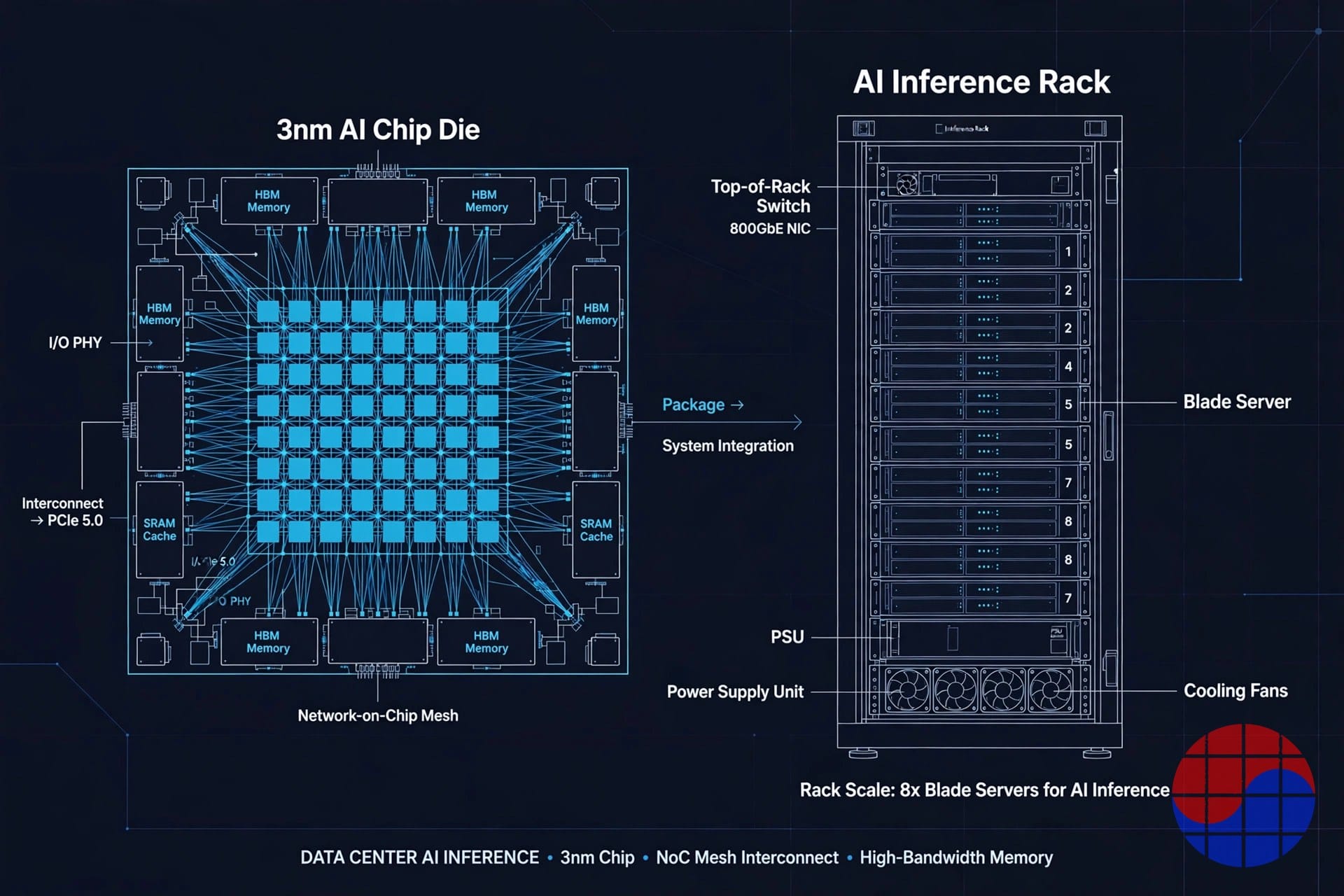 Diagram of the Napier chip and TDN72 system architecture