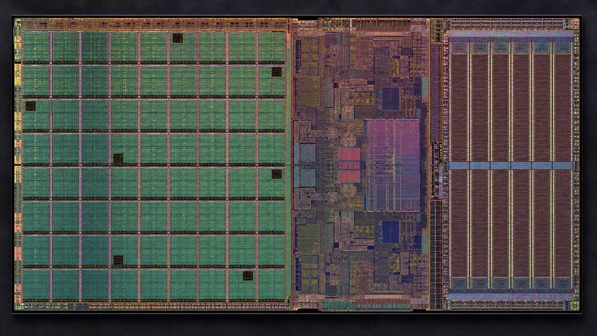 GPU tile, graphics SoC와 DRAM mat의 반복 구조가 성능과 수율을 만드는 모습을 표현한 반도체 에디토리얼 이미지