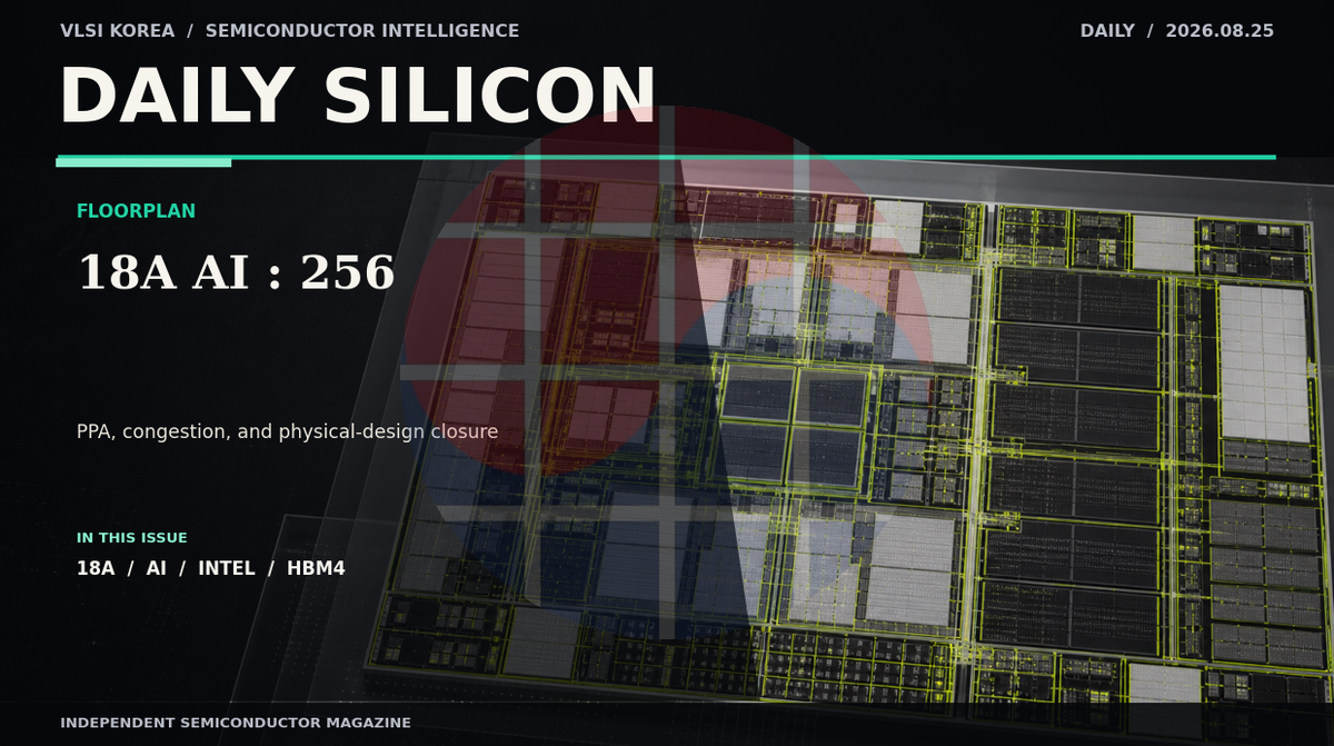 AI 반도체 floorplan을 개념적으로 표현한 VLSI Korea Daily Silicon 표지
