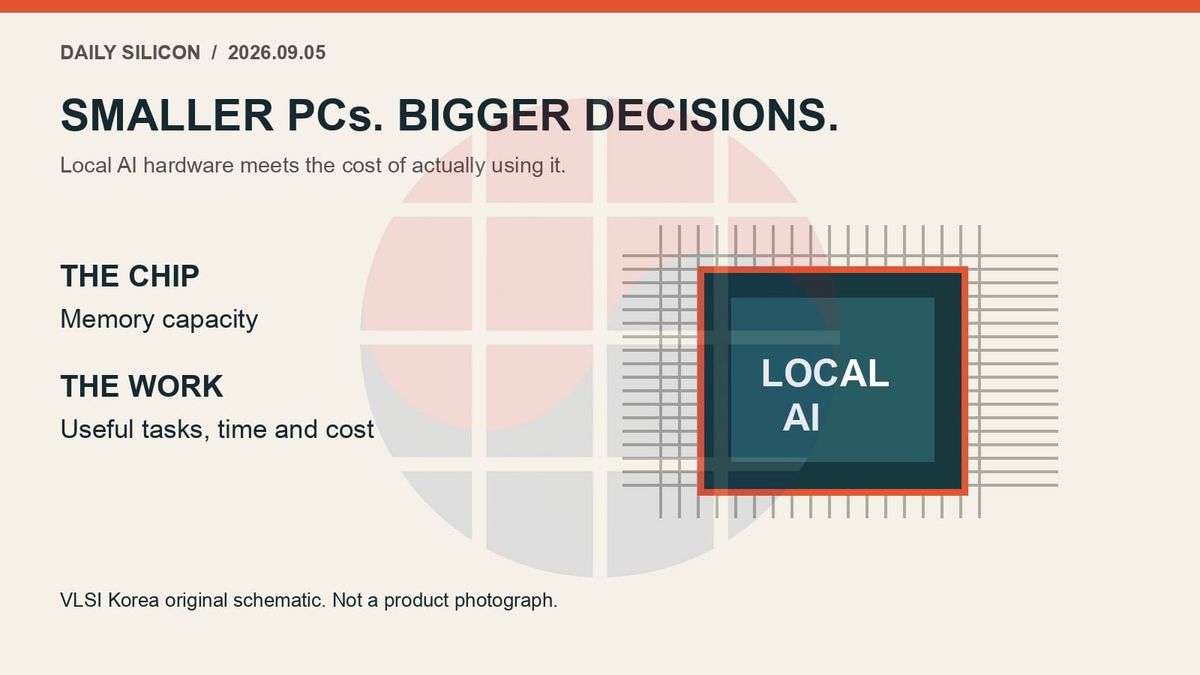 Local AI silicon schematic: memory capacity, useful work and cost.