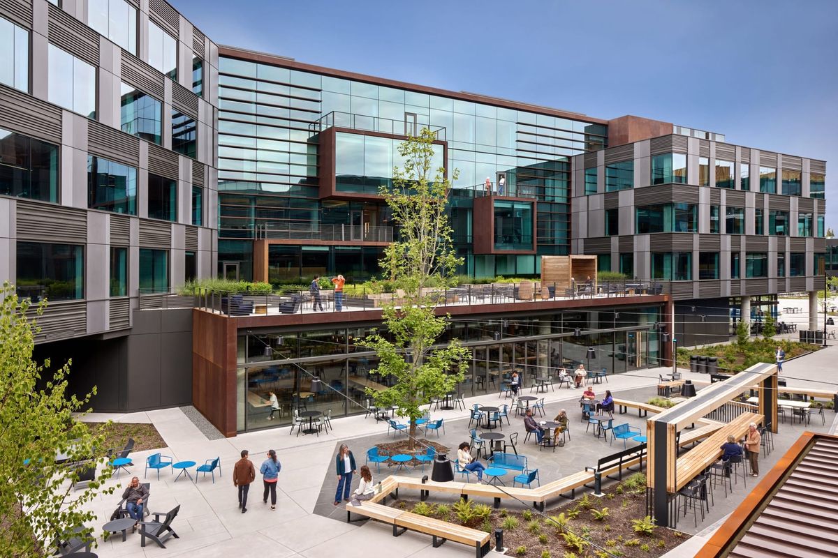 Microsoft campus buildings and courtyard; company context for Project Zenith, not a photograph of a Zenith or Halo device.