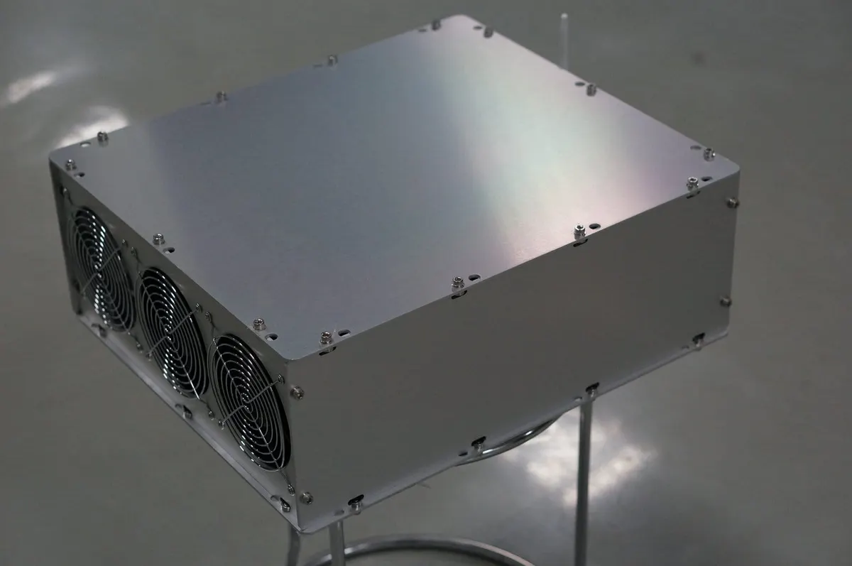 Early Avalon three-module Bitcoin miner