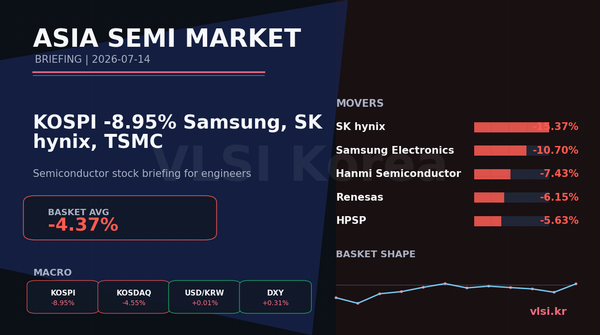 KOSPI -8.95%: 삼성전자, SK hynix, TSMC 반도체 주식 브리핑 (2026-07-14)