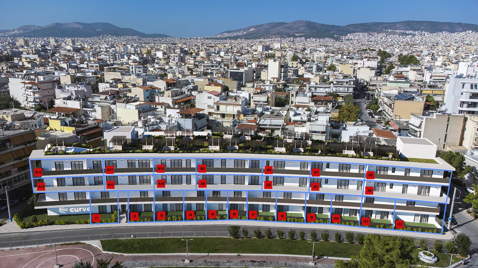 Modern residential apartments in Ilion - Curve Gardenia Residences
