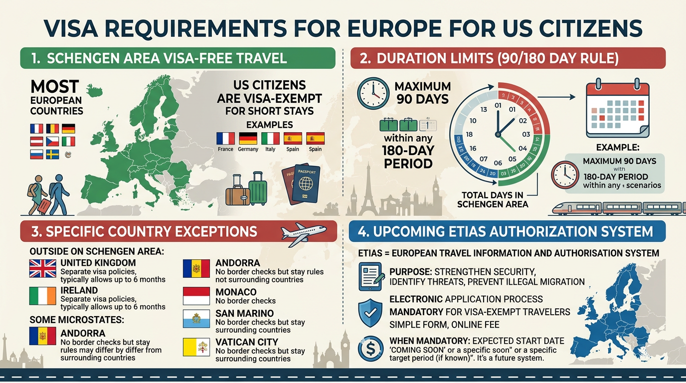 Visa requirements for Europe for US citizens: Essential guide (2026)