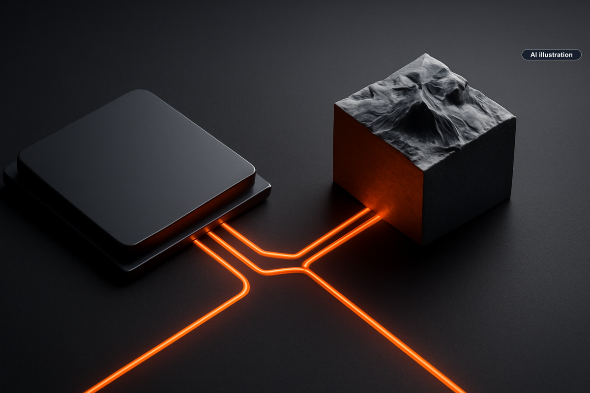 Conceptual AI illustration for AMD’s $8.2 billion World Labs deal ties 3D world models to its AI roadmap