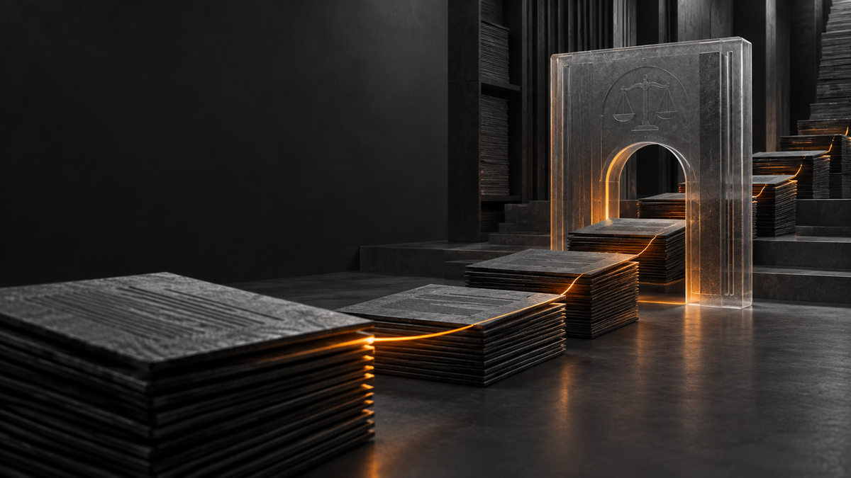 Conceptual graphite and orange AI illustration: Unsealed Times filings add new details on AI training data and publisher harm