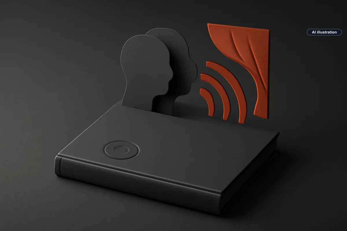 Conceptual AI illustration for Audible announces staged US and UK beta for AI character guides and interactive stories