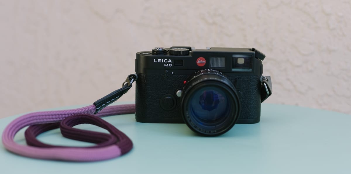 Leica M6 on a light green table