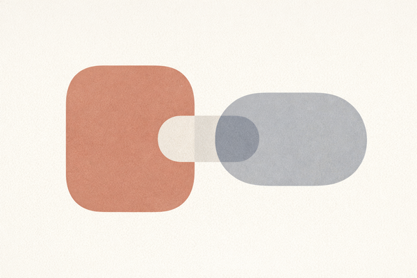 Abstract editorial illustration showing two connected but distinct concepts, representing the relationship between RIMAN and Incellderm.