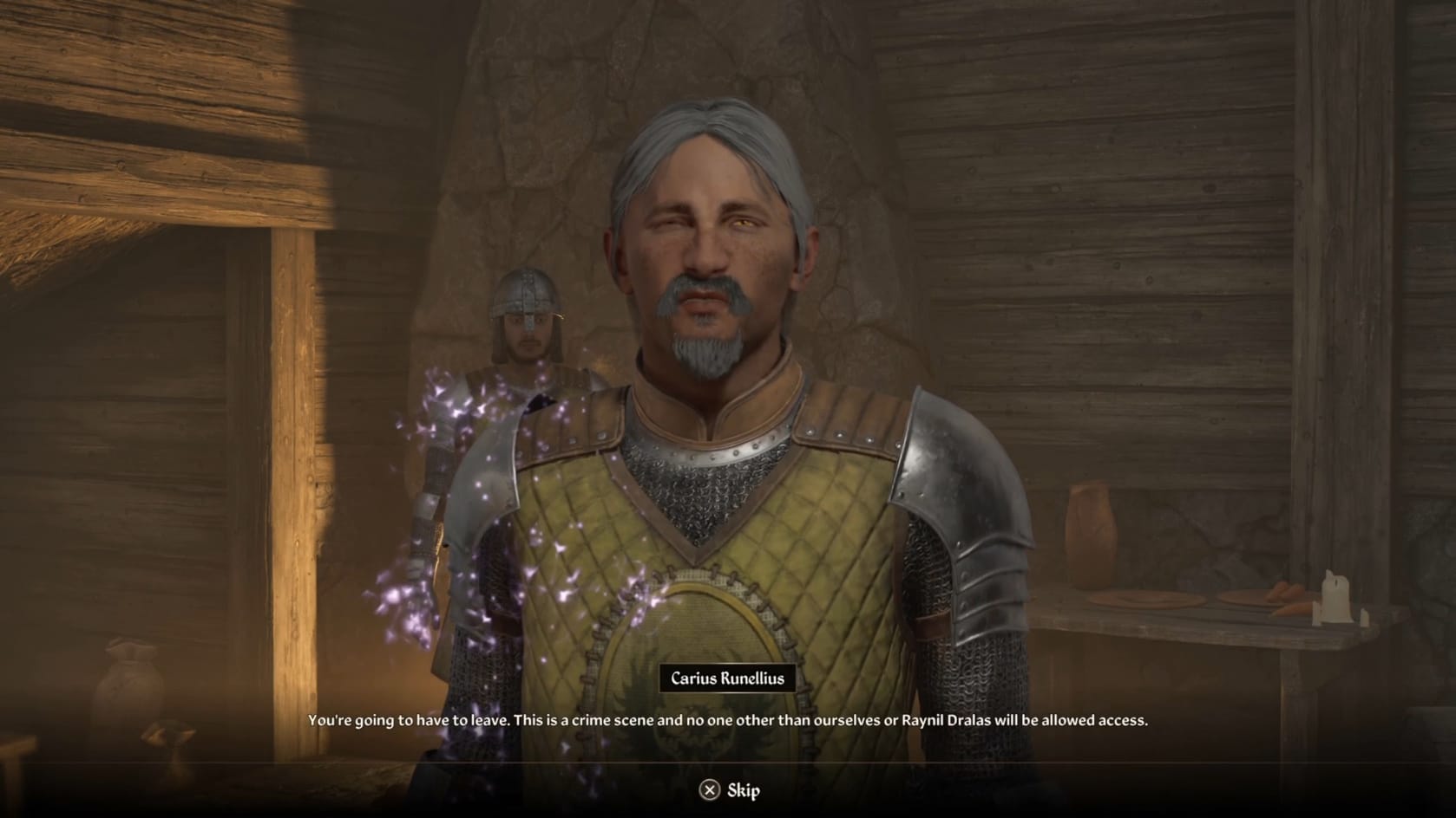 Talking with Carius Runellius to start the quest.
