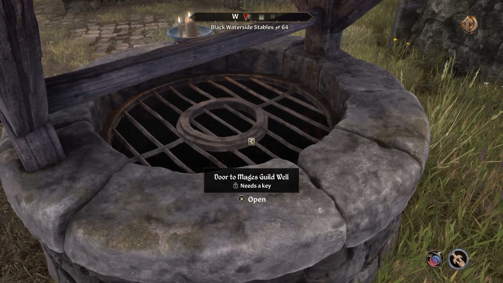 The locked entrance of the Cheydinhal Mages Guild Well.