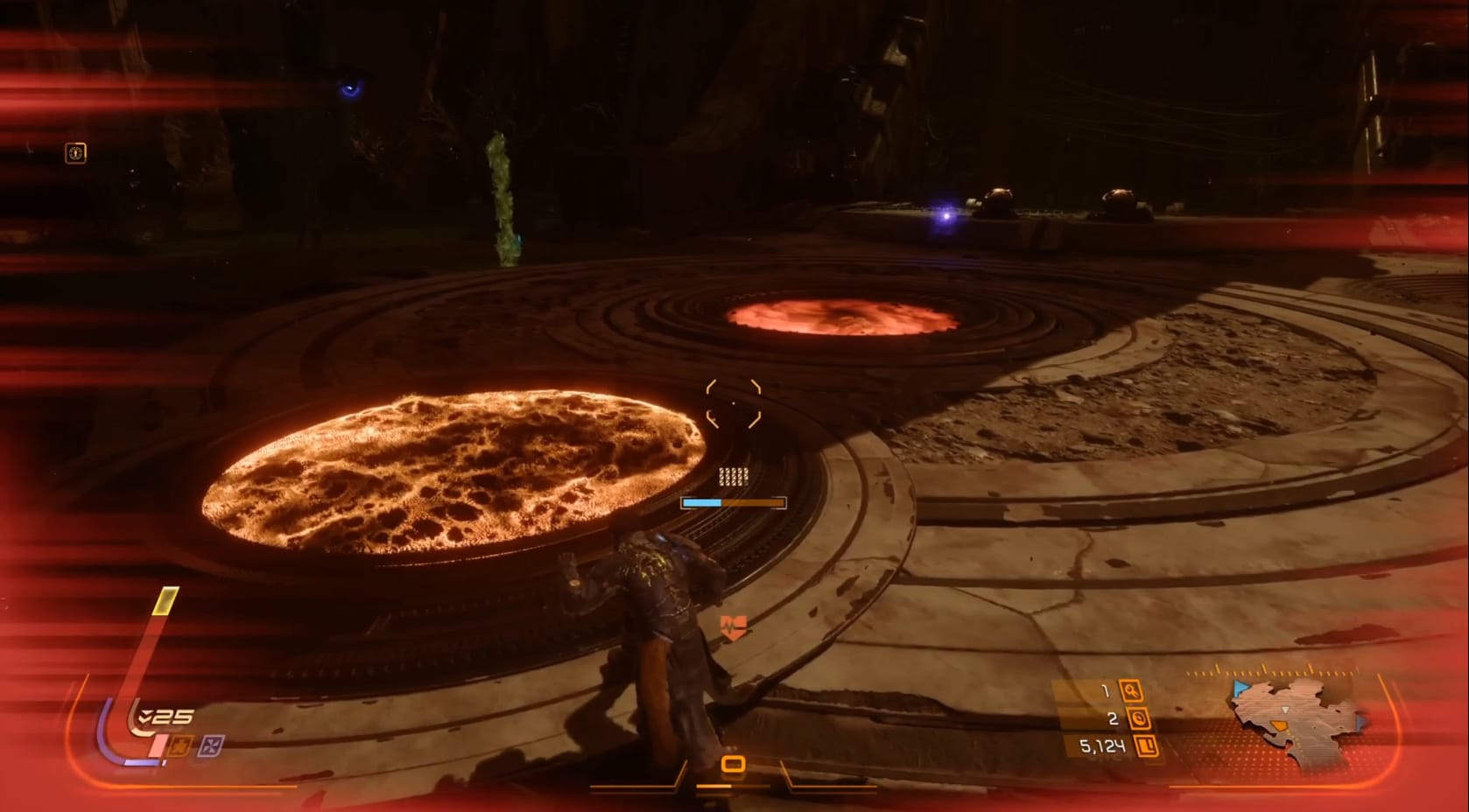 Arjun stepping onto the portal found at the Elevator Controls