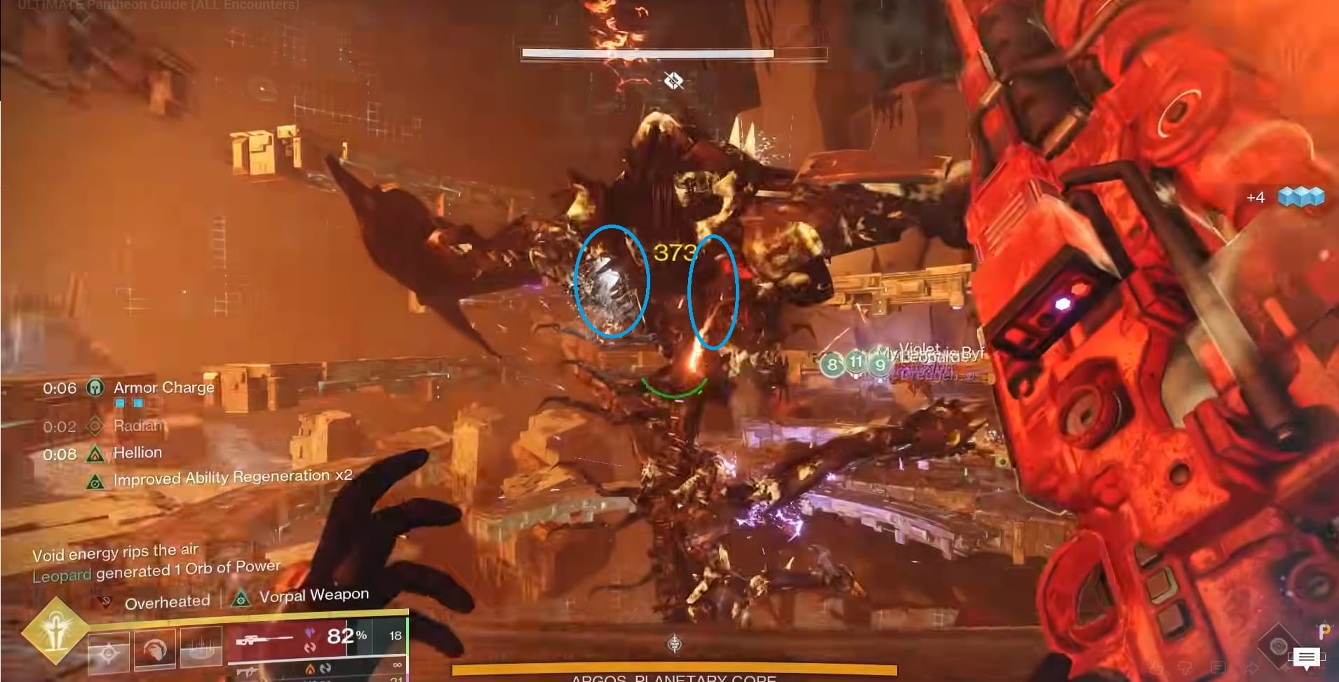 Blue circles highlight where to find the Weakpoints on Argos's back