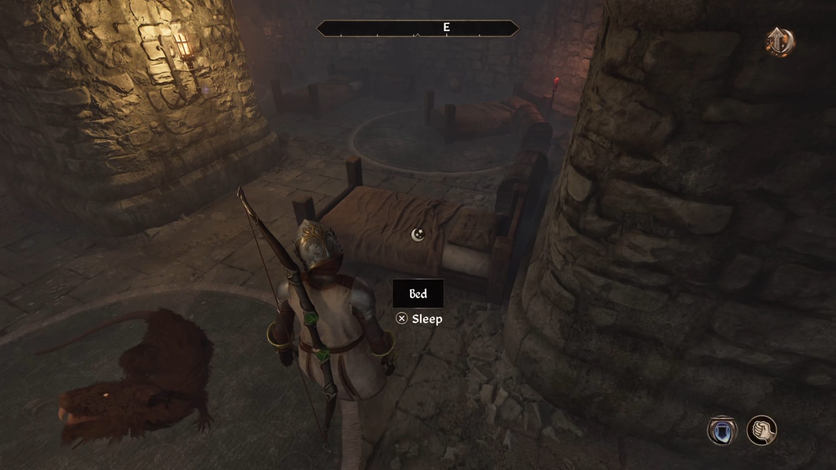 A vacant bed within the Cheydinhal Dark Brotherhood Sanctuary.
