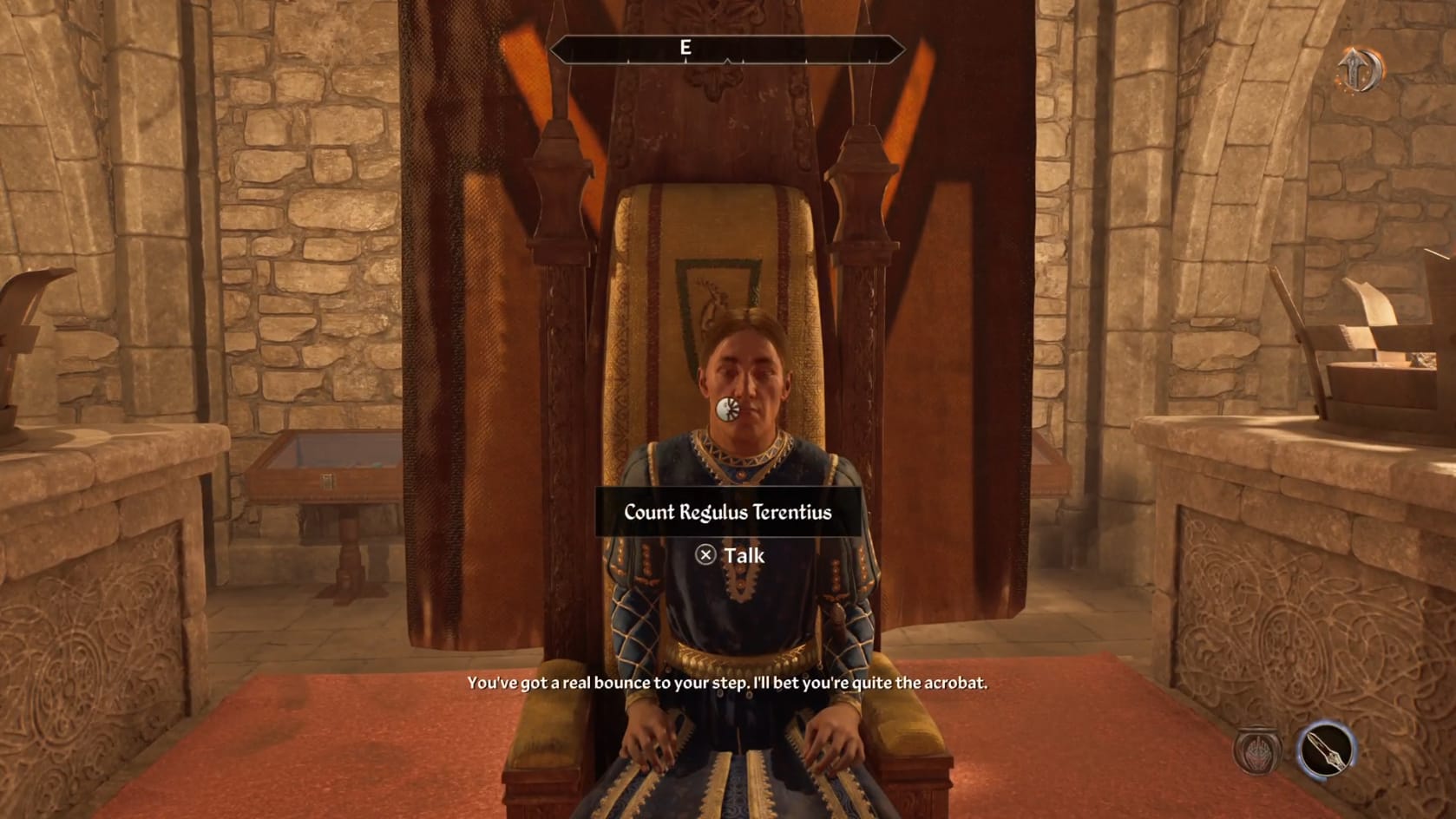 Count Regulus Terentius, ruler of Bravil in his throne.
