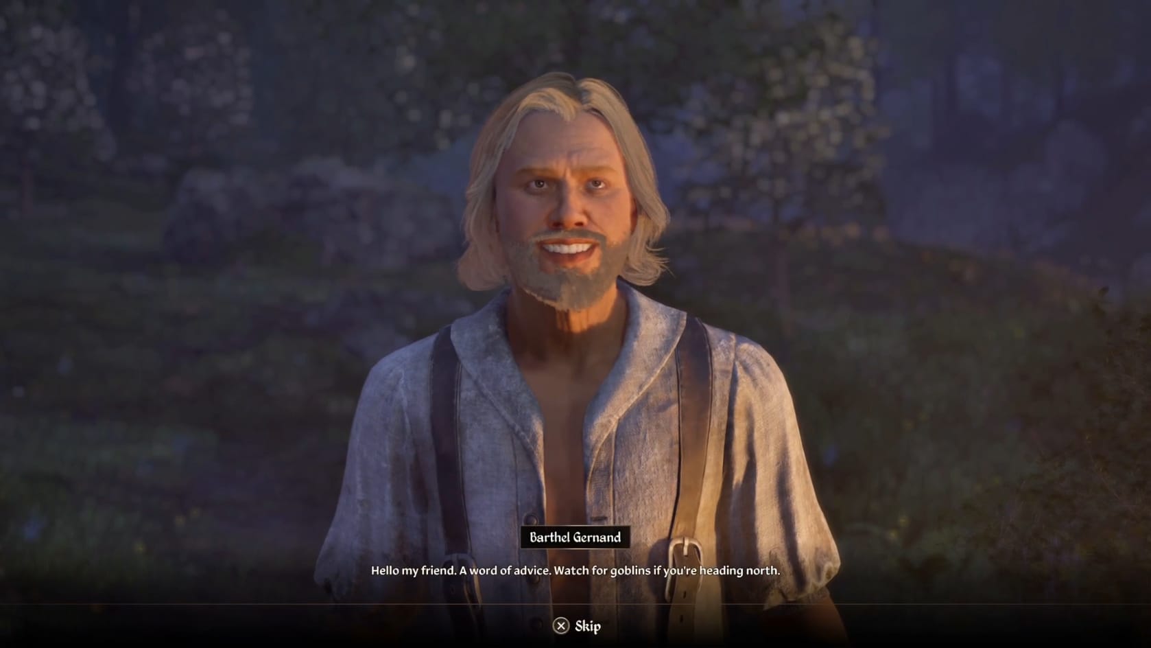 Barthel Gernand warns the Hero about the local Goblin Tribes