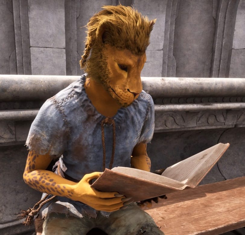 J'baana reading on the bench
