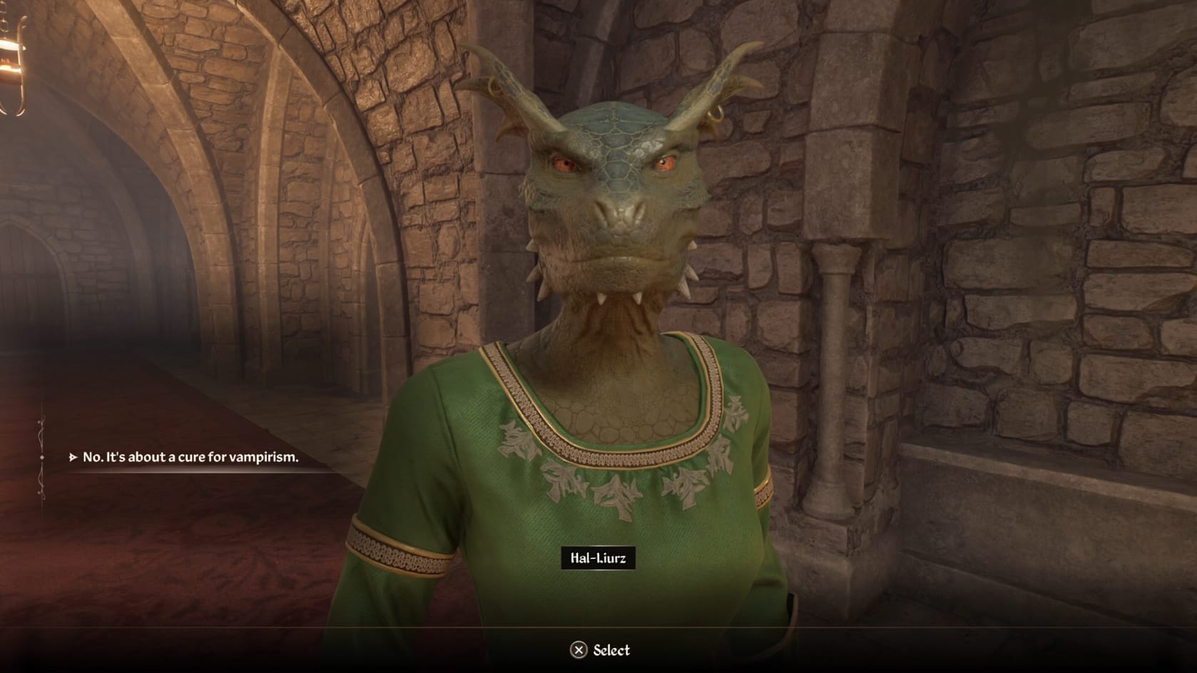 Talking to Hal-Luirz about a cure for Vampirism