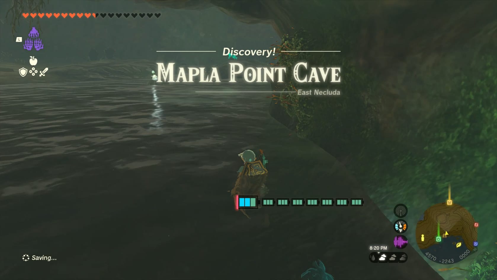 Link just inside Mapla Point Cave