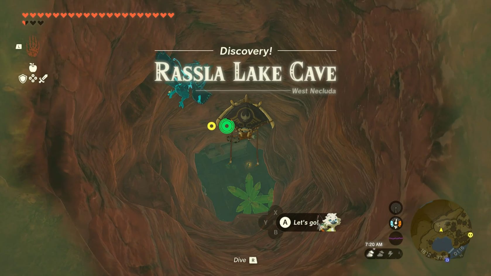 Diving down into the Rassla Lake Cave