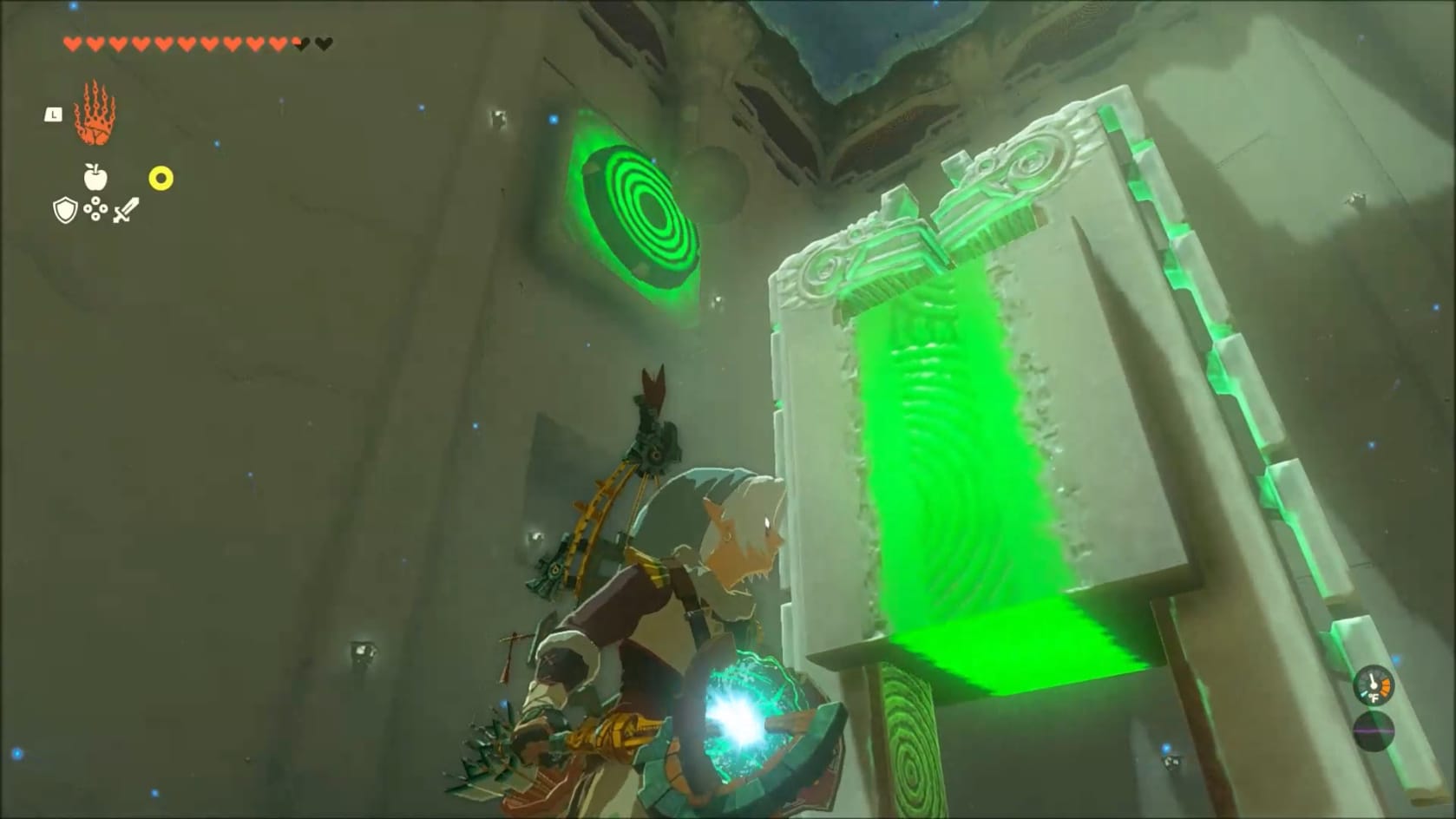 The Sphere hitting the target above the Chest alcove.