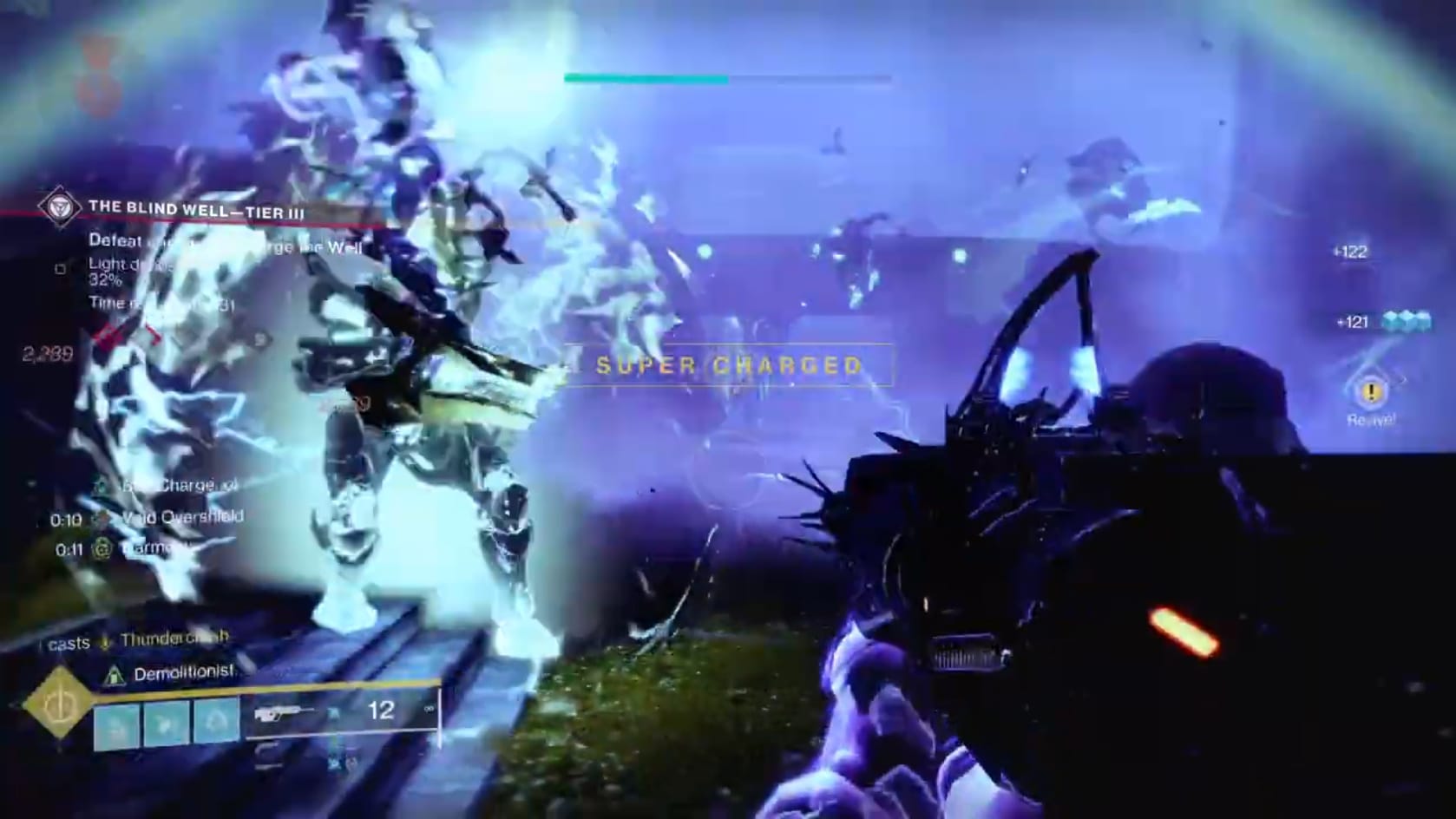 Fighting in the Blind Well to defeat Opponents with Weapons and Abilities.