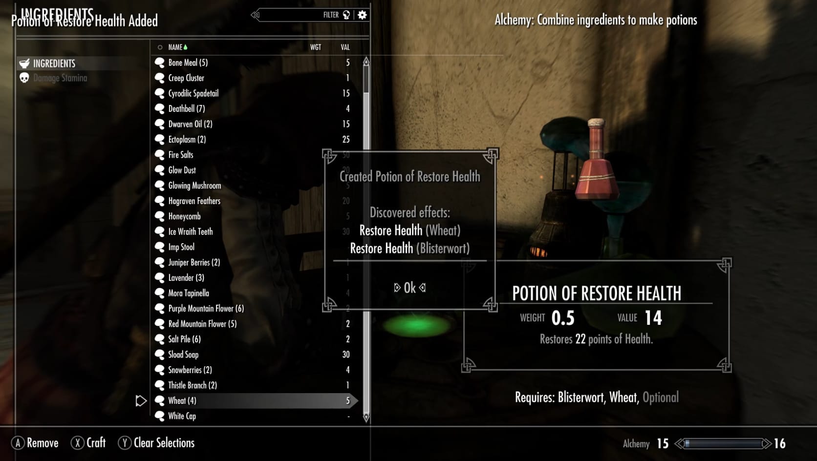The crafted Potion of Restore Health
