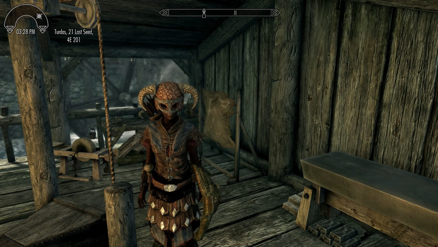 The Tanning Rack sits just behind the Dragonborn